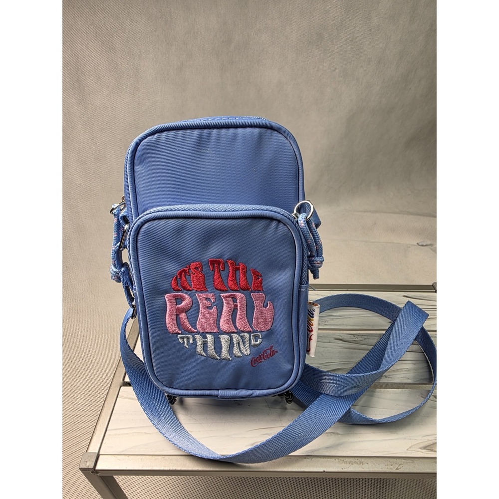 Coca Cola Blue Embroidered "It's The Real Thing" Crossbody Bag